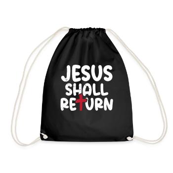 Jesus Will Come Again Cross Christian Faith - Drawstring Bag - black - Front