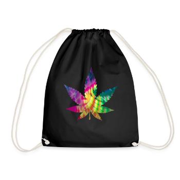 Tie Dye Batik Cannabis Leaf | Hemp leaf - Drawstring Bag - black - Front