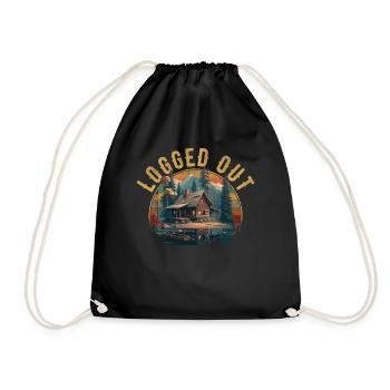 Logged Out camping Cabin Mountain Logged Out - Drawstring Bag - black - Front