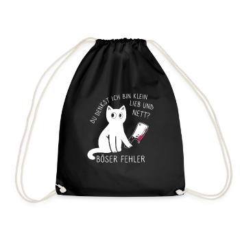 Du denkst ich bin klein lieb und nett Katze - Turnbeutel - Schwarz - Vorne