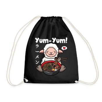 Yum Yum Japan Anime Ramen Nudel Schaf - Turnbeutel - Schwarz - Vorne