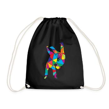Low Poly Martial Arts Polygon Judo - Drawstring Bag - black - Front