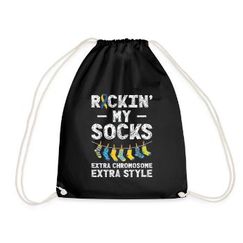 World Down Syndrome Day Awareness Rocking Socks - Drawstring Bag - black - Front