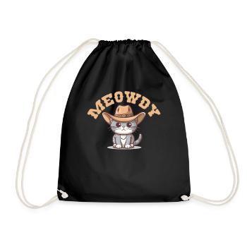 Miaou Howdy Cat Chapeau de cowboy Chats mignons - Sac de sport léger - noir - Devant