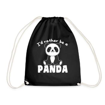 I'd rather be a panda - cute panda - Drawstring Bag - black - Front