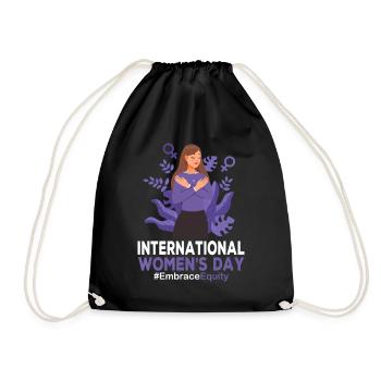 International Women's, 8 March IWD Embrace Equity - Drawstring Bag - black - Front