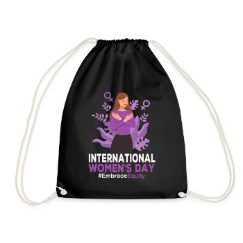 Women's Day 8 March IWD Embrace Equity - Drawstring Bag - black - Front