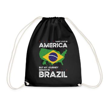 Born Brazilian Brazil American USA Citizenship - Drawstring Bag - black - Front
