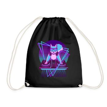 Vaporwave Eichhörnchen DJ Pult Eichhörnchen - Turnbeutel - Schwarz - Vorne
