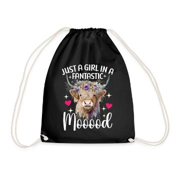 Vache des Highlands Hochlandkuh - Sac de sport léger - noir - Devant