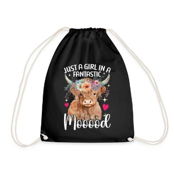 Vache des Highlands Hochlandkuh - Sac de sport léger - noir - Devant