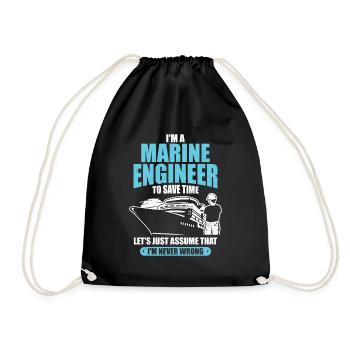 I'm A Marine Engineer Ship Boat Engineering Gift - Drawstring Bag - black - Front