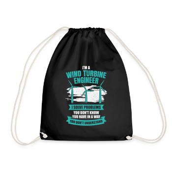 I'm A Wind Turbine Engineer Engineering Gift - Drawstring Bag - black - Front