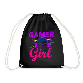 Gamer Girl Cute Gaming idea for Girls Gamers Video - Drawstring Bag - black - Front