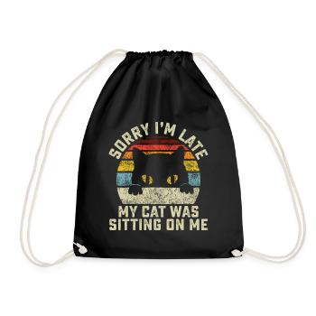 Désolé d’être en retard, mon chat était assis sur moi - Sac de sport léger - noir - Devant