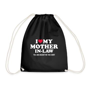 I love my mother-in-law for son-in-law - Drawstring Bag - black - Front