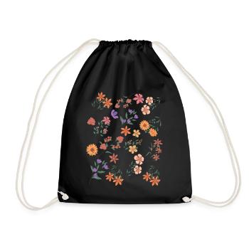 Garden Gardener Flower Motif - Drawstring Bag - black - Front