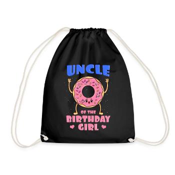 Uncle Of The Birthday Girl Donut Bday Party Tio - Drawstring Bag - black - Front