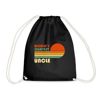 Mens World's Okayest Uncle - Funny Retro Vintage - Drawstring Bag - black - Front