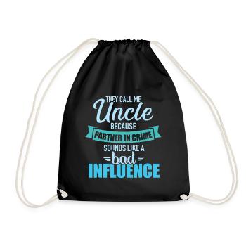 Uncle because partner in crime sounds like bad - Drawstring Bag - black - Front