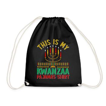 This is my Kwanzaa Pajamas - Drawstring Bag - black - Front