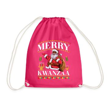Merry Kwanzza - Drawstring Bag - fuchsia - Front
