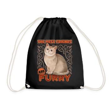 Katze Aquarell, vintage Katze lustiger Spruch - Turnbeutel - Schwarz - Vorne