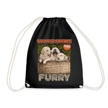 Golden Retriever Puppy, Dog Funny Saying - Drawstring Bag - black - Front