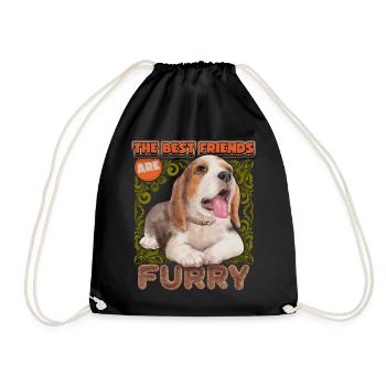 Beagle dog, beagle puppy, vintage watercolor saying - Drawstring Bag - black - Front