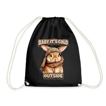 Kaninchen Hase Kawaii Illustration lustiger Spruch - Turnbeutel - Schwarz - Vorne
