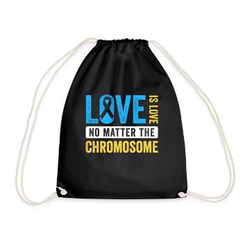 World Down Syndrome Day Extra Chromosome Love - Drawstring Bag - black - Front