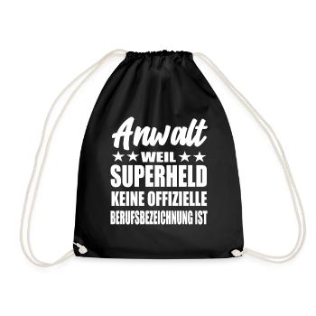 Anwalt Superheld Spruch - Turnbeutel - Schwarz - Vorne