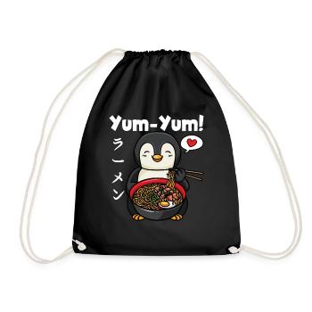 Yum Yum Japan Anime Ramen Nudel Pinguin - Turnbeutel - Schwarz - Vorne