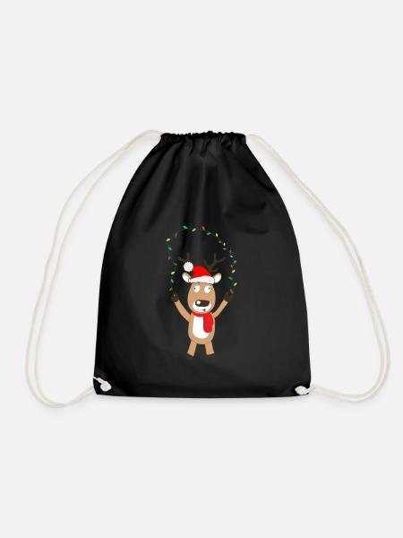 Funny Christmas Reindeer - Turnbeutel - Schwarz