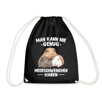 Meerschweinchen Kurzhaar Langhaar Crested - Turnbeutel - Schwarz - Vorne