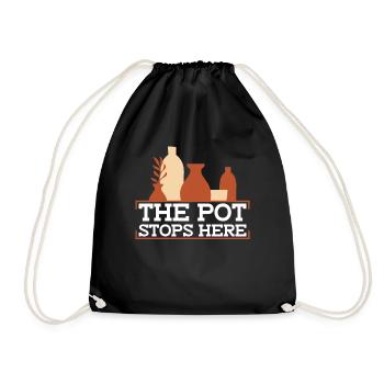 The Pot Stops Here - Pottery of Ceramic Artists - Drawstring Bag - black - Front
