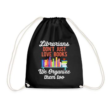Librarian Bookworm Book Nerd Reading Library - Drawstring Bag - black - Front