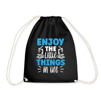 Enjoy the little things in life Microscope - Drawstring Bag - black - Front