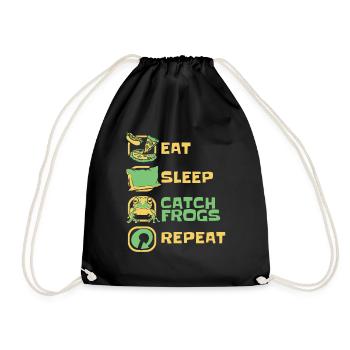 Eat Sleep Catch Frogs Repeat Toad Tadpole - Drawstring Bag - black - Front