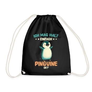 Pinguin Zwergpinguine Kaiserpinguin - Turnbeutel - Schwarz - Vorne
