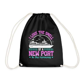 The Smell Of A New Port In The Morning Ship Cruise - Drawstring Bag - black - Front