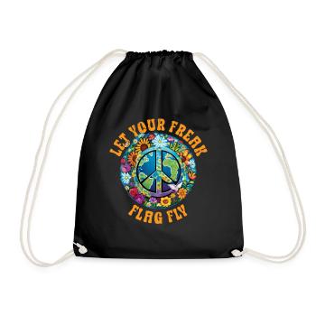 Hippie Peace Sign Peace Flowers Flower Child - Sac de sport léger - noir - Devant