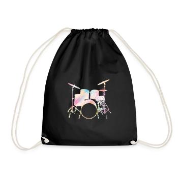 Drums Schlagzeuger Schlagzeugspieler Drummer - Turnbeutel - Schwarz - Vorne