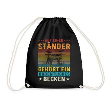 Drums Schlagzeuger Schlagzeugspieler Drummer - Turnbeutel - Schwarz - Vorne