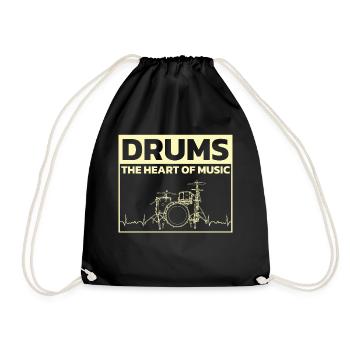 Drums Schlagzeuger Schlagzeugspieler Drummer - Turnbeutel - Schwarz - Vorne