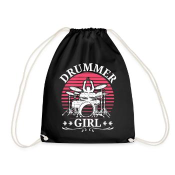 Drummers, Musicians, Girls, Women Drummers - Drawstring Bag - black - Front