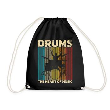 Drums Schlagzeuger Schlagzeugspieler Drummer - Turnbeutel - Schwarz - Vorne