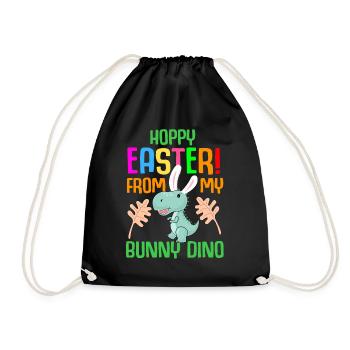 Easter T-rex Dinosaur Rabbit Easter Holiday - Drawstring Bag - black - Front