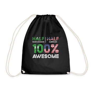 Born Saudi Arabian Saudi Arabia American USA - Drawstring Bag - black - Front