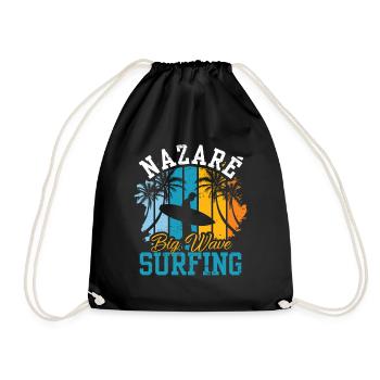 Nazaré Big Wave Surfing Waves Surfer Surfing - Drawstring Bag - black - Front